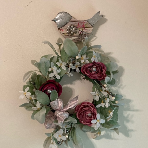 Hand Crafted Other - Rose Wreath & Bird Hook